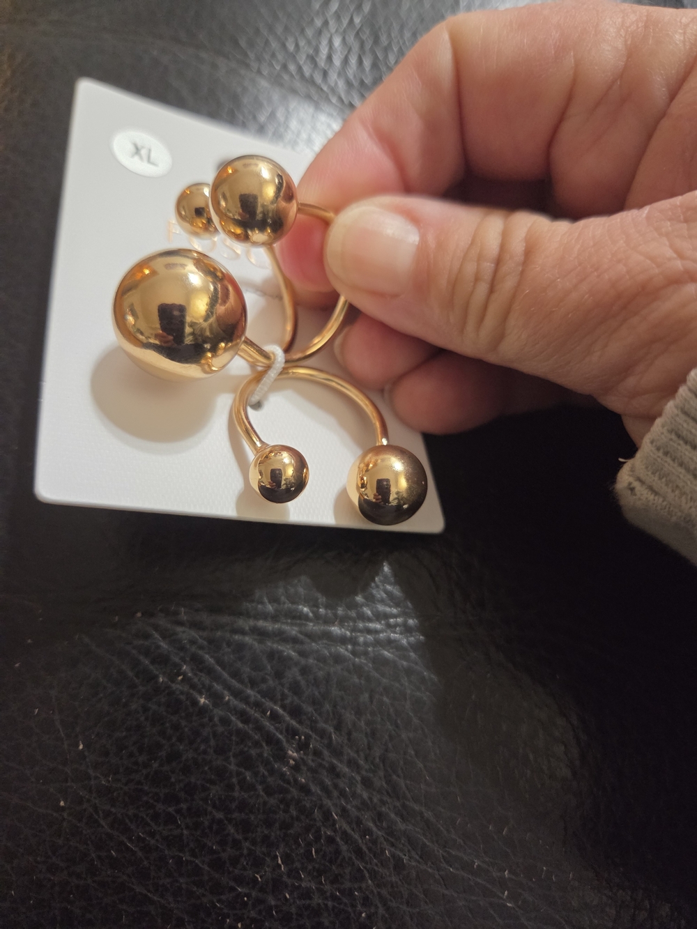 Gold-Tone Multi-Ball Statement Ring - Picture 5 of 7